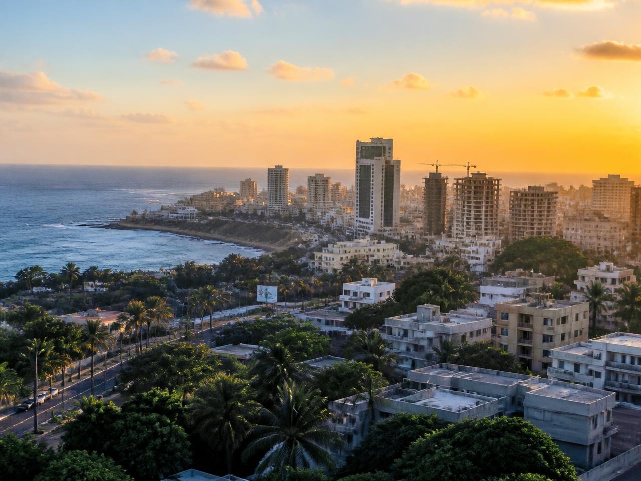 Vue de Dakar au coucher du soleil, où l'agence est installée