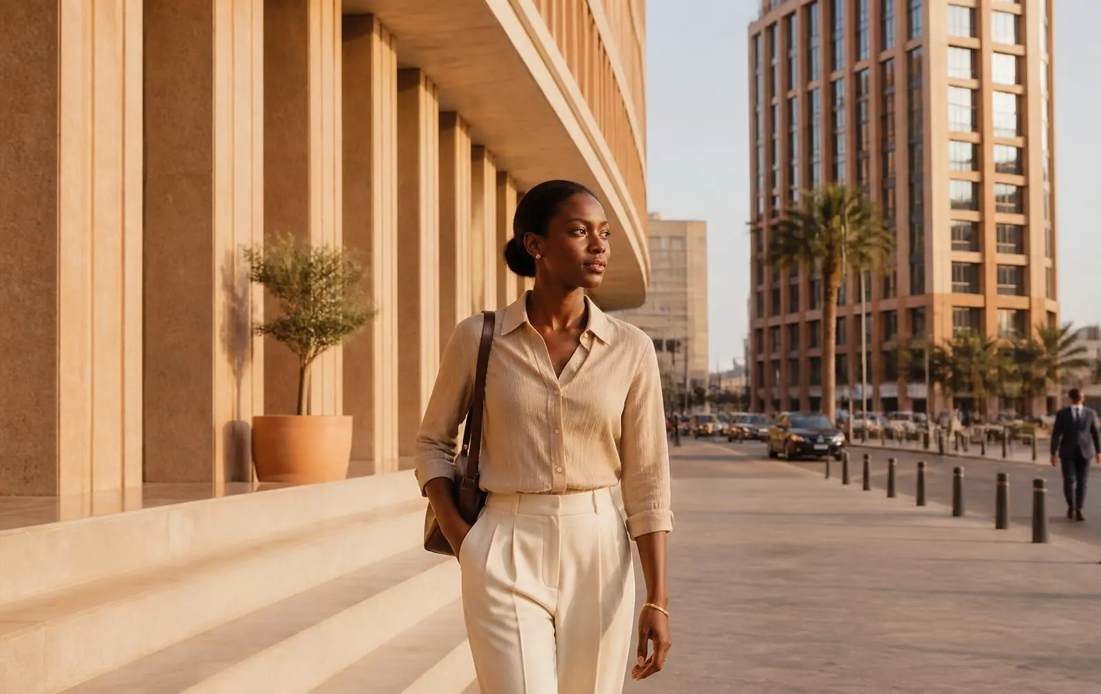 Quartier d'affaires de Dakar à la lumière dorée