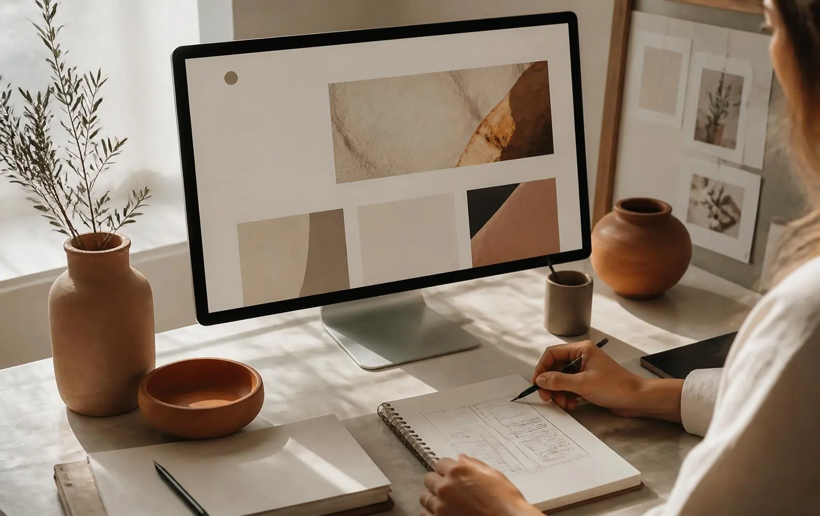 Conception d'une maquette de site web sur un grand écran
